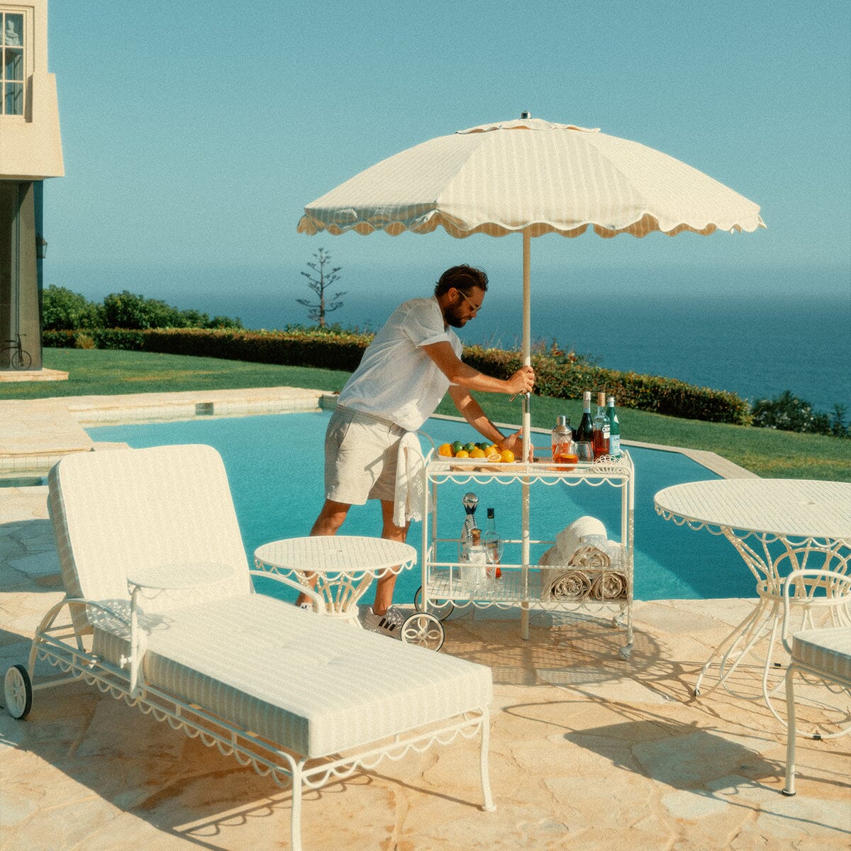 The Club Umbrella - Monaco Natural Stripe