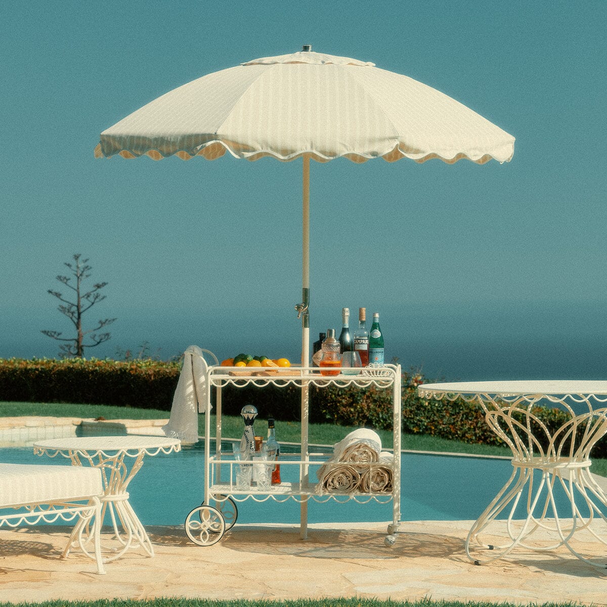 The Club Umbrella - Monaco Natural Stripe